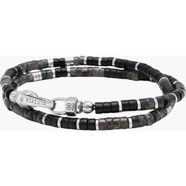 Nialaya Nialaya Onyx And Labradorite Heishi Wrap Bracelet