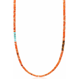 Nialaya Nialaya Orange Jasper Heishi Necklace 