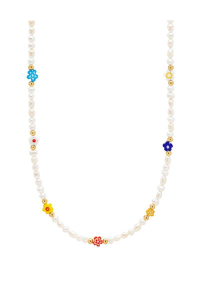 Nialaya Nialaya Pearl Choker With Flower Beads