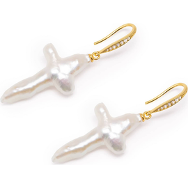 Nialaya Nialaya Pearl Cross Earrings