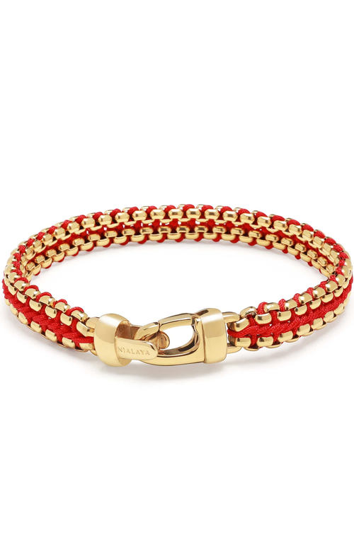 Nialaya Nialaya Red Woven Box Chain Bracelet