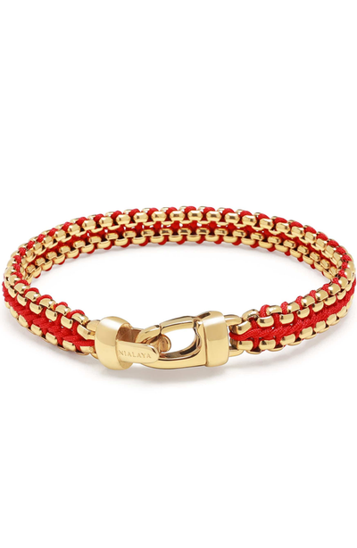 Nialaya Nialaya Red Woven Box Chain Bracelet
