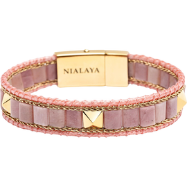 Nialaya Nialaya Rhodonite Stud Bracelet