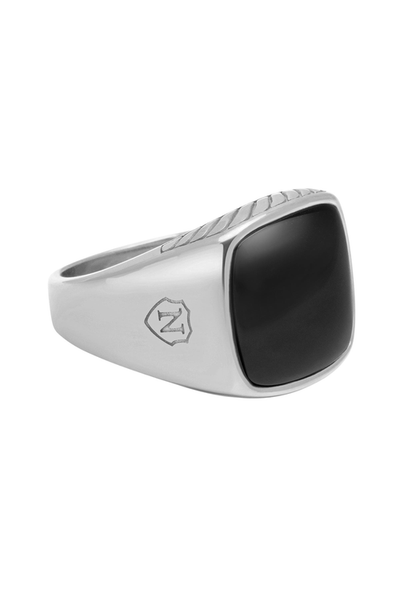 Nialaya Nialaya Signet Ring With Black Onyx