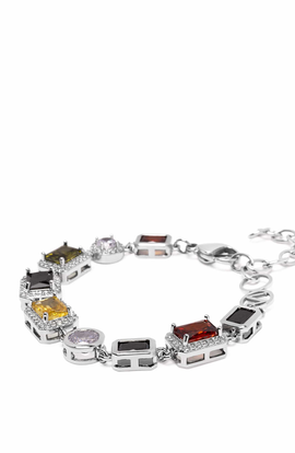 Nialaya Nialaya Silver Crystal Gem Bracelet 