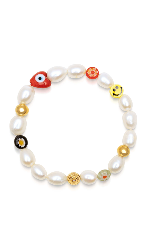 Nialaya Nialaya Smiley Face Pearl Bracelet