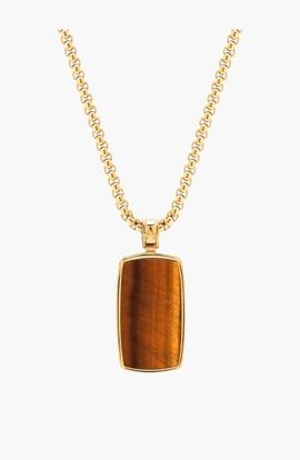 Nialaya Nialaya Tiger Eye Dog Tag Necklace