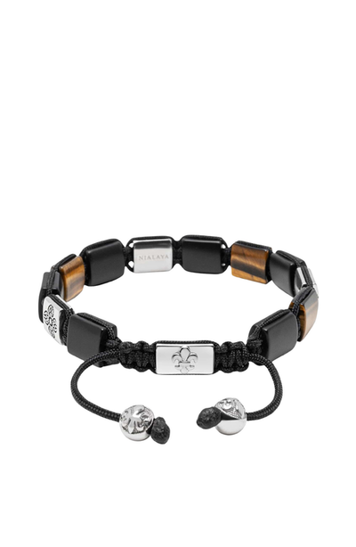 Nialaya Nialaya Tiger Eye Dorje Flatbead Bracelet