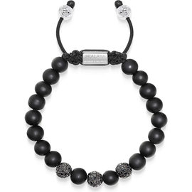 Nialaya Nialaya Trio Black Diamond Beaded Bracelet With Matte Onyx 