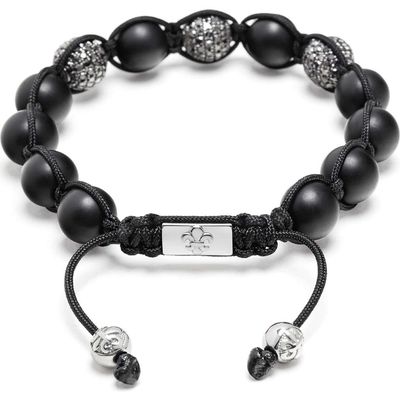 Nialaya Nialaya Trio Black Diamond Beaded Bracelet With Matte Onyx And Sterling Silver 