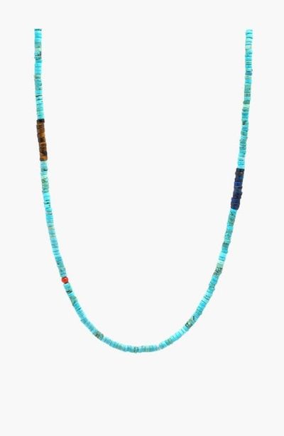 Nialaya Nialaya Turquoise Heishi Necklace With Tiger Eye And Lapis 