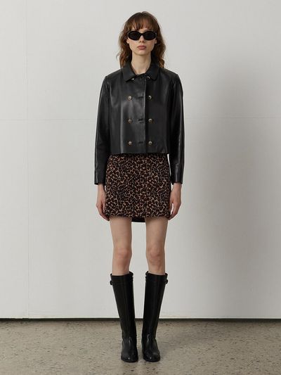 NICE CLAUP H-line leopard skirt N243MWS813
