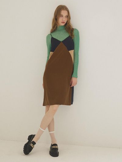 NICE CLAUP Nice Claup Color Block Layered dress N233MWO831