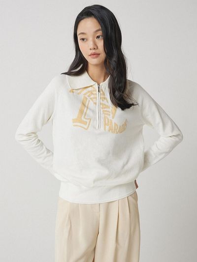NICE CLAUP NICE CLAUP Lettering Motif Collar Knitwear Top