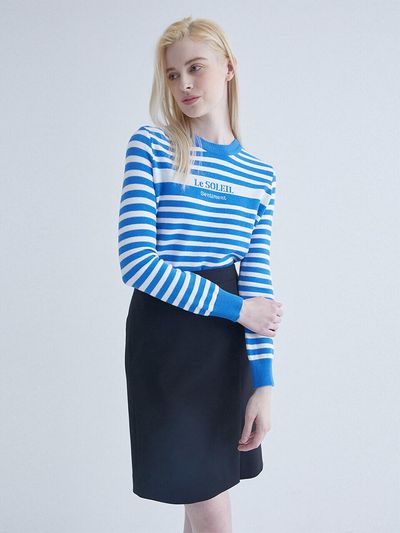 NICE CLAUP NICE CLAUP Stripe Lettering Knit Top N241PWK106