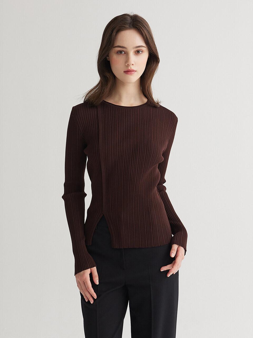 NICE CLAUP NICE CLAUP V-neck Slit Knit Top N243PWK816