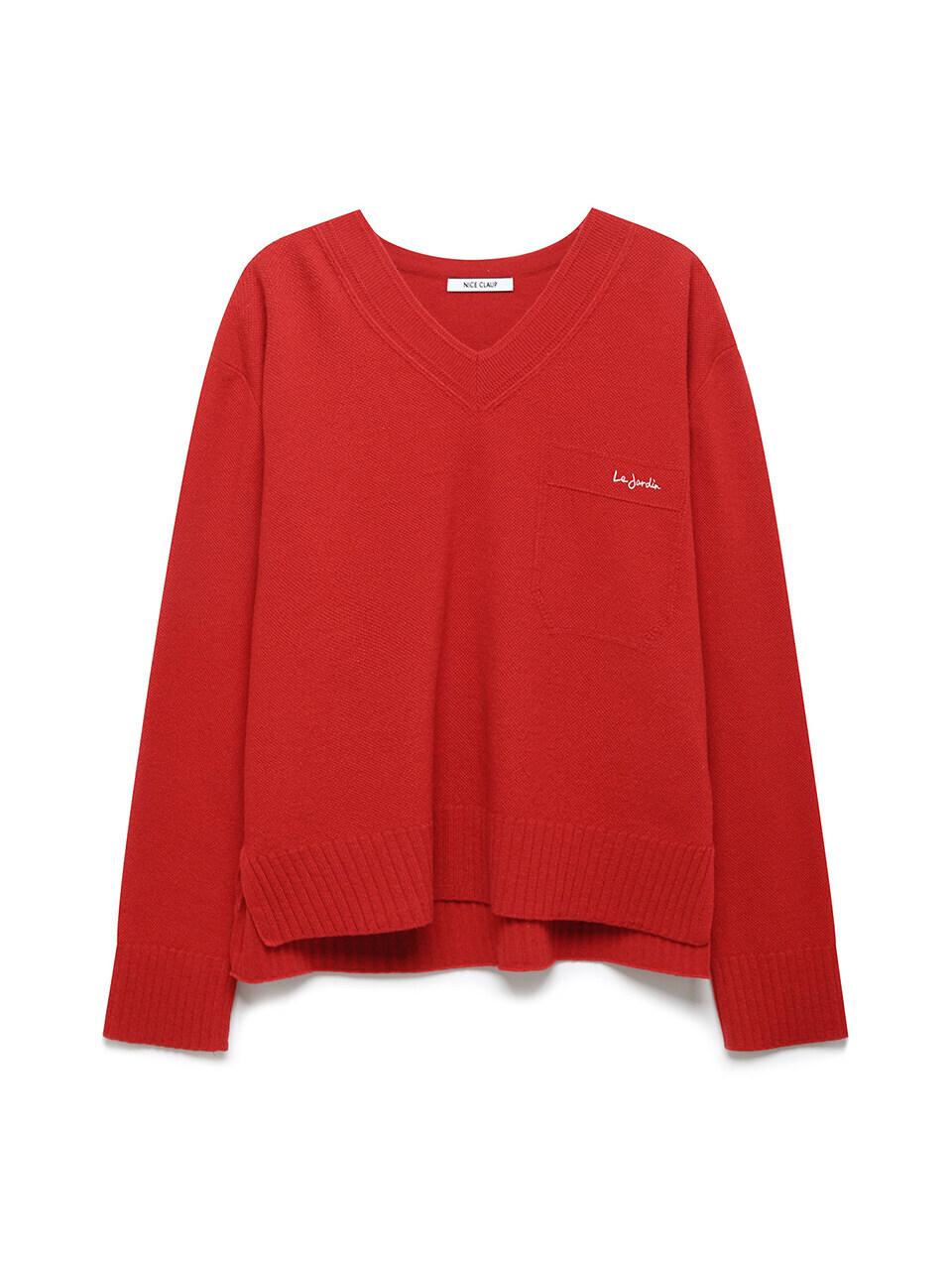 NICE CLAUP NICE CLAUP Wool Blend V-Neck Pullover Sweater (N251PWK112)