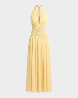 NICHOLAS Arella Pleated Scarf-Detail Georgette Maxi Dress