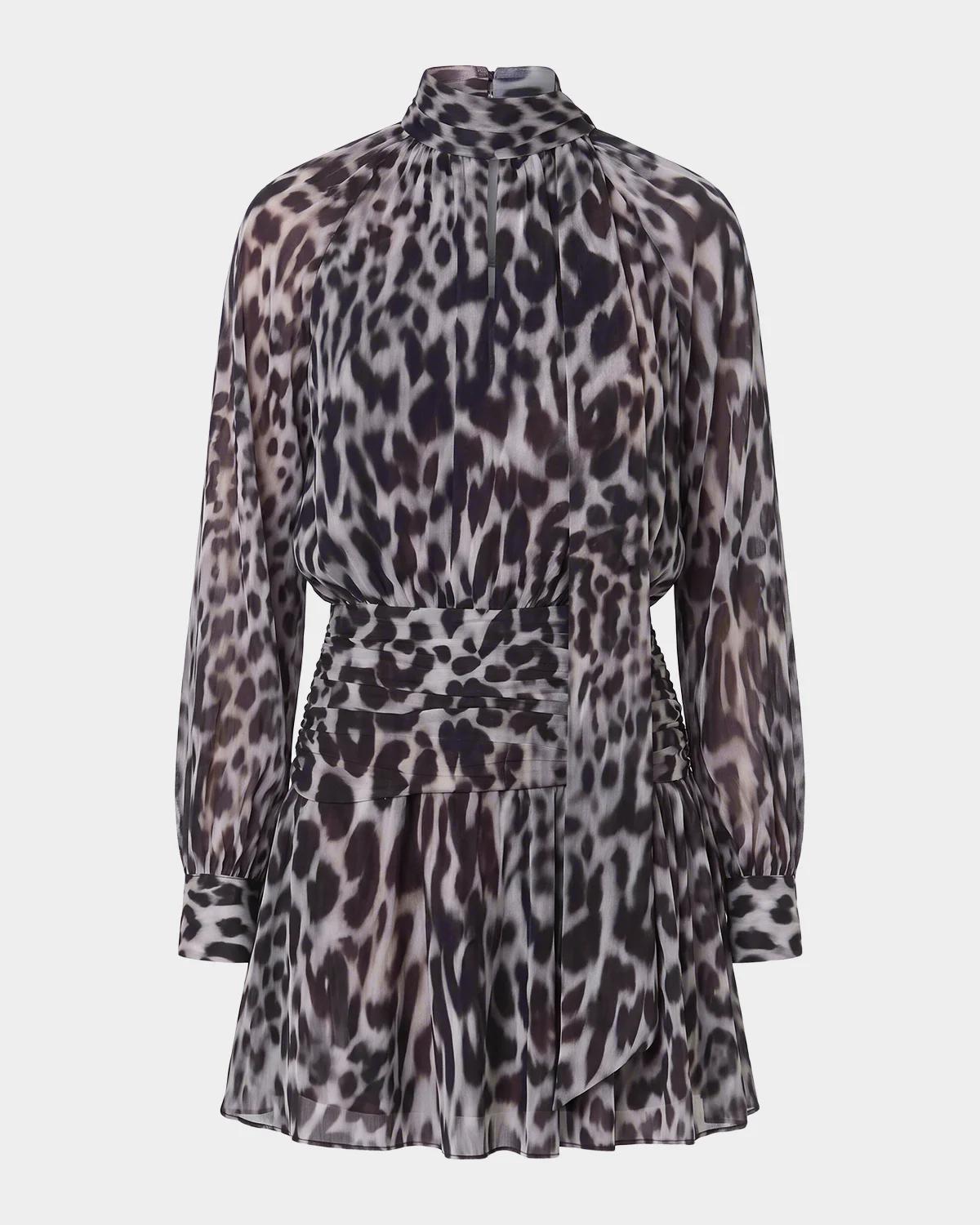 NICHOLAS Courtney Leopard-Print Georgette Mini Dress