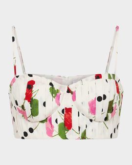 NICHOLAS Crina Pleated Floral-Print Crop Top