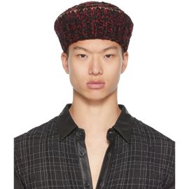 Nicholas Daley Nicholas Daley Black & Burgundy Hand-Crocheted Beret
