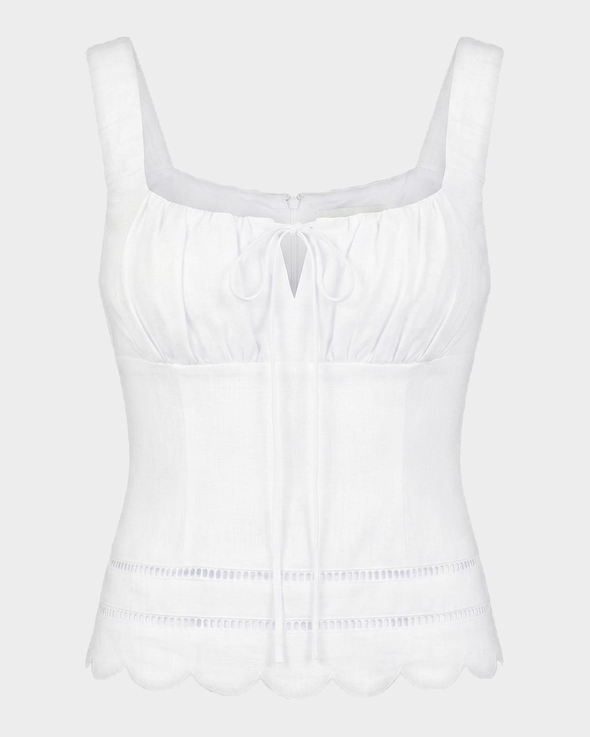 NICHOLAS Ebba Linen Latice-Trim Babydoll Top