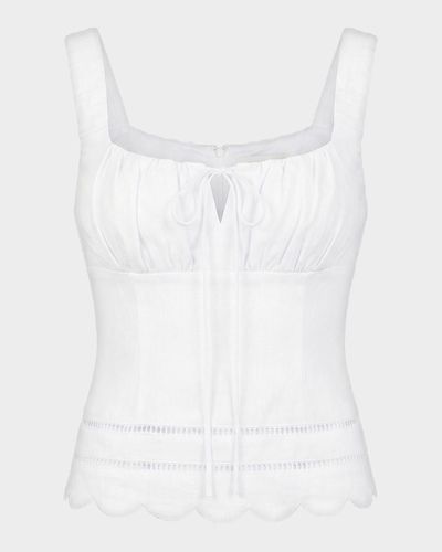 NICHOLAS Ebba Linen Latice-Trim Babydoll Top