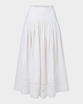 NICHOLAS Elin Linen Drop-Waist Midi Skirt