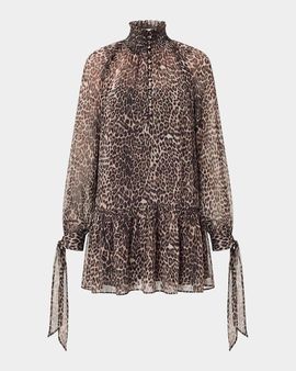 NICHOLAS Eliza Leopard-Print Georgette Mini Dress