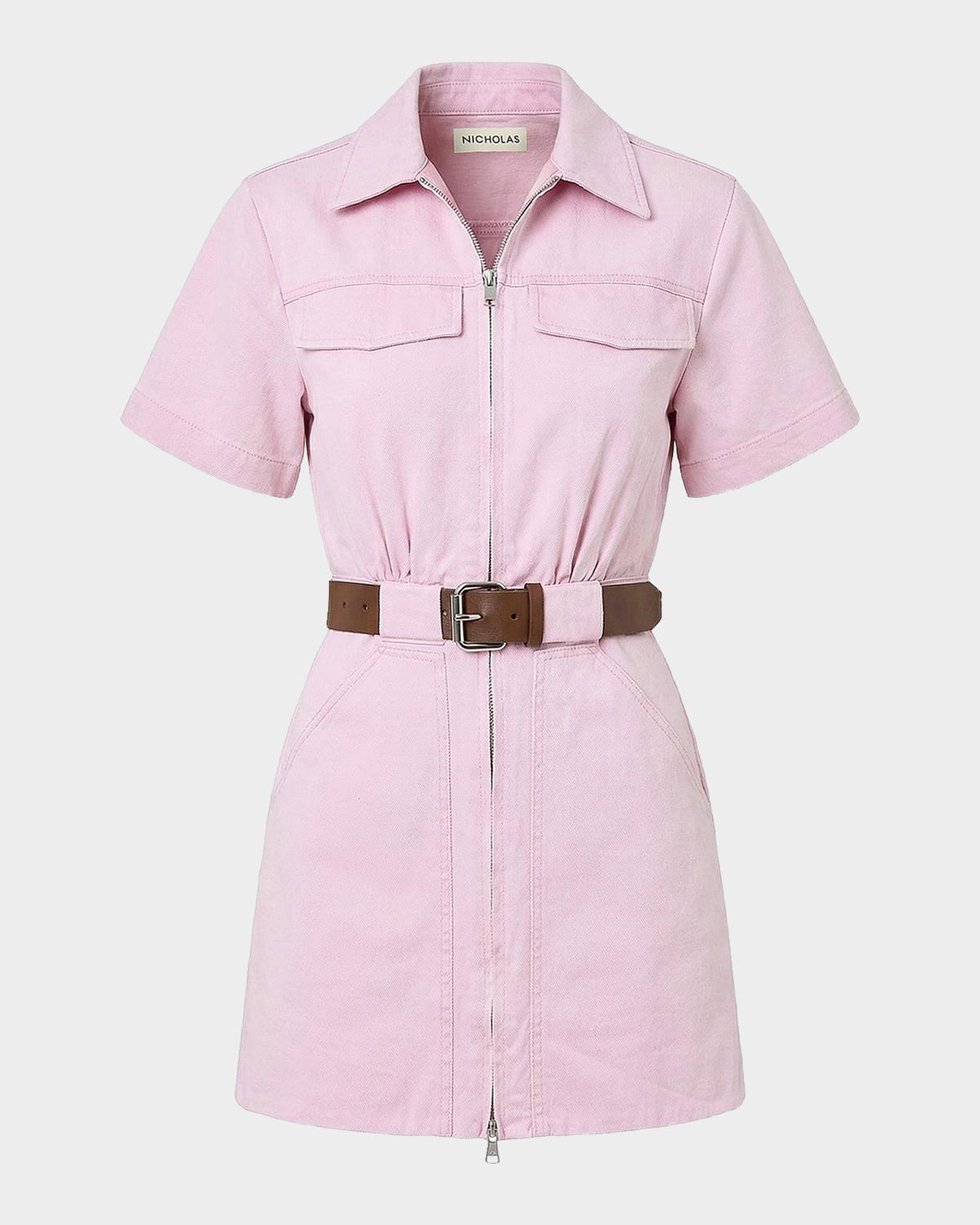 NICHOLAS Embla Belted Denim Utility Mini Dress