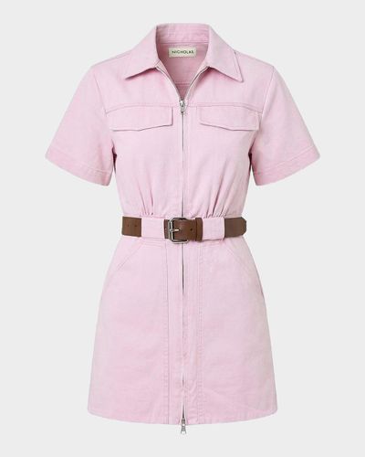NICHOLAS Embla Belted Denim Utility Mini Dress