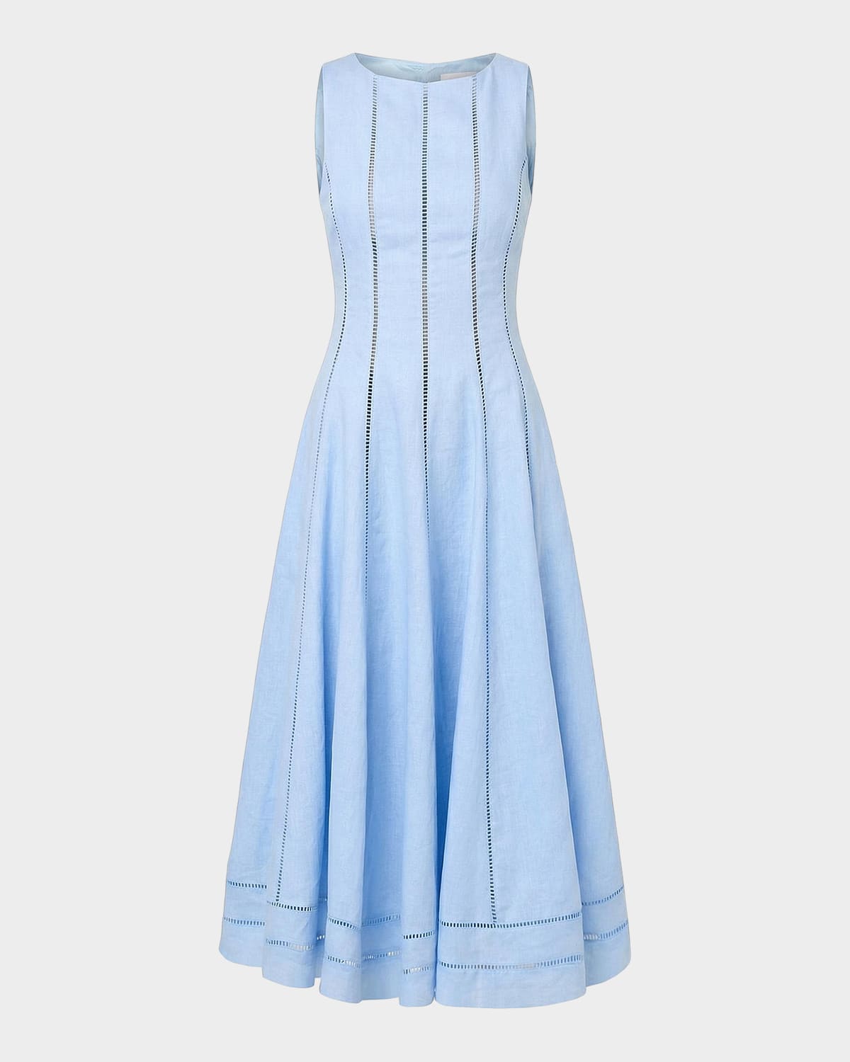 NICHOLAS Lark Linen Lattice-Trim Midi Dress
