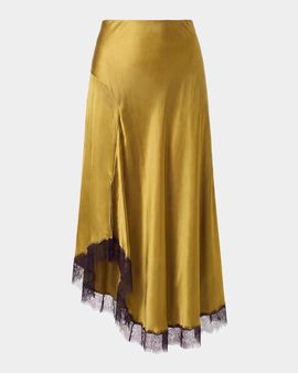NICHOLAS London Lace-Trim High-Low Midi Skirt