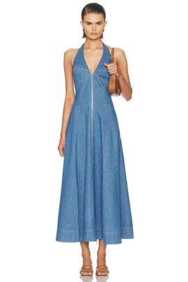 NICHOLAS NICHOLAS Elsa Halter Zip Front Maxi Dress
