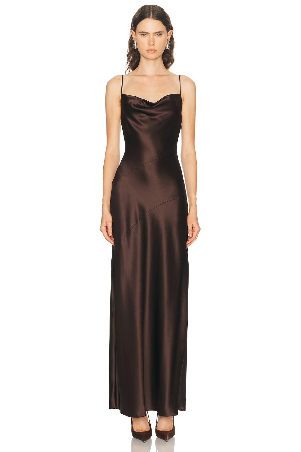 NICHOLAS ロングドレス　ブラウン　シースルー NICHOLAS - Nelia Maxi Cape Slip Dress