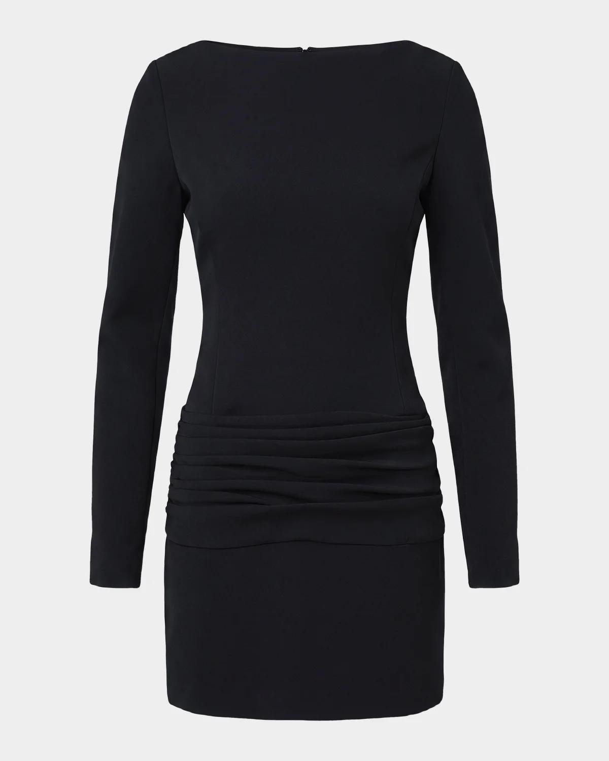 NICHOLAS Olivia Ruched Boatneck Mini Dress