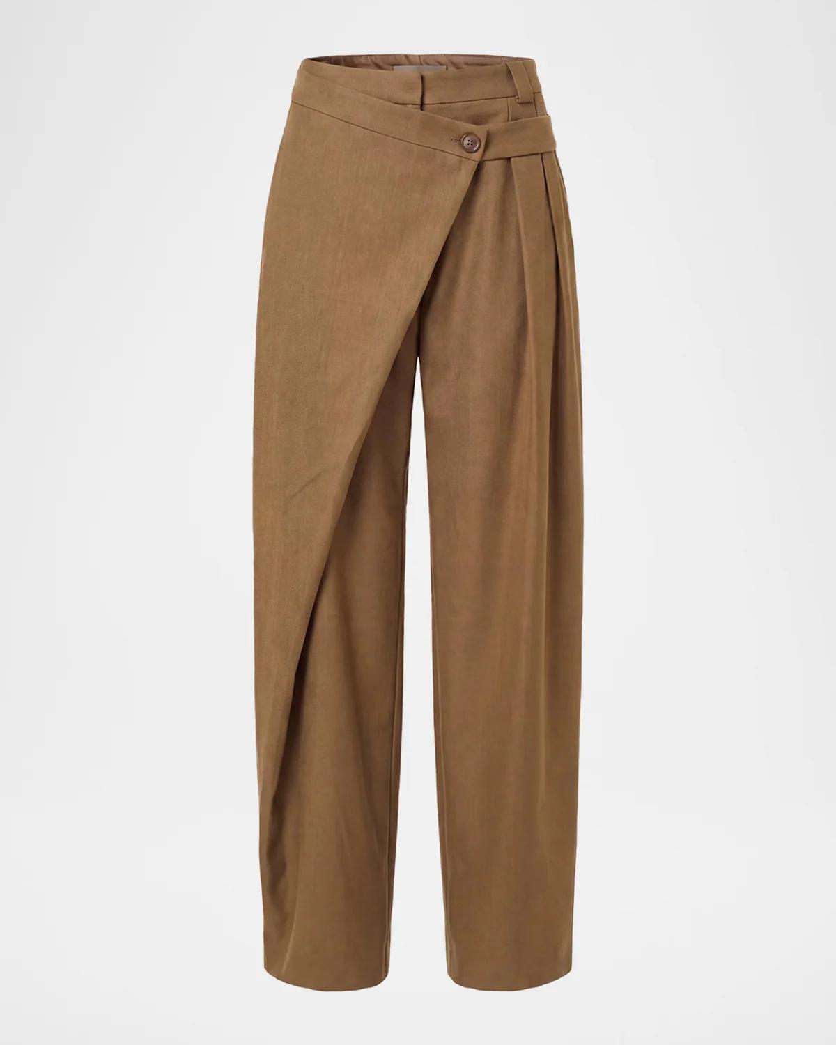 NICHOLAS Orla Pleated Wide-Leg Wrap Pants
