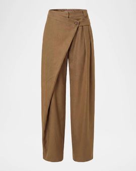 NICHOLAS Orla Pleated Wide-Leg Wrap Pants