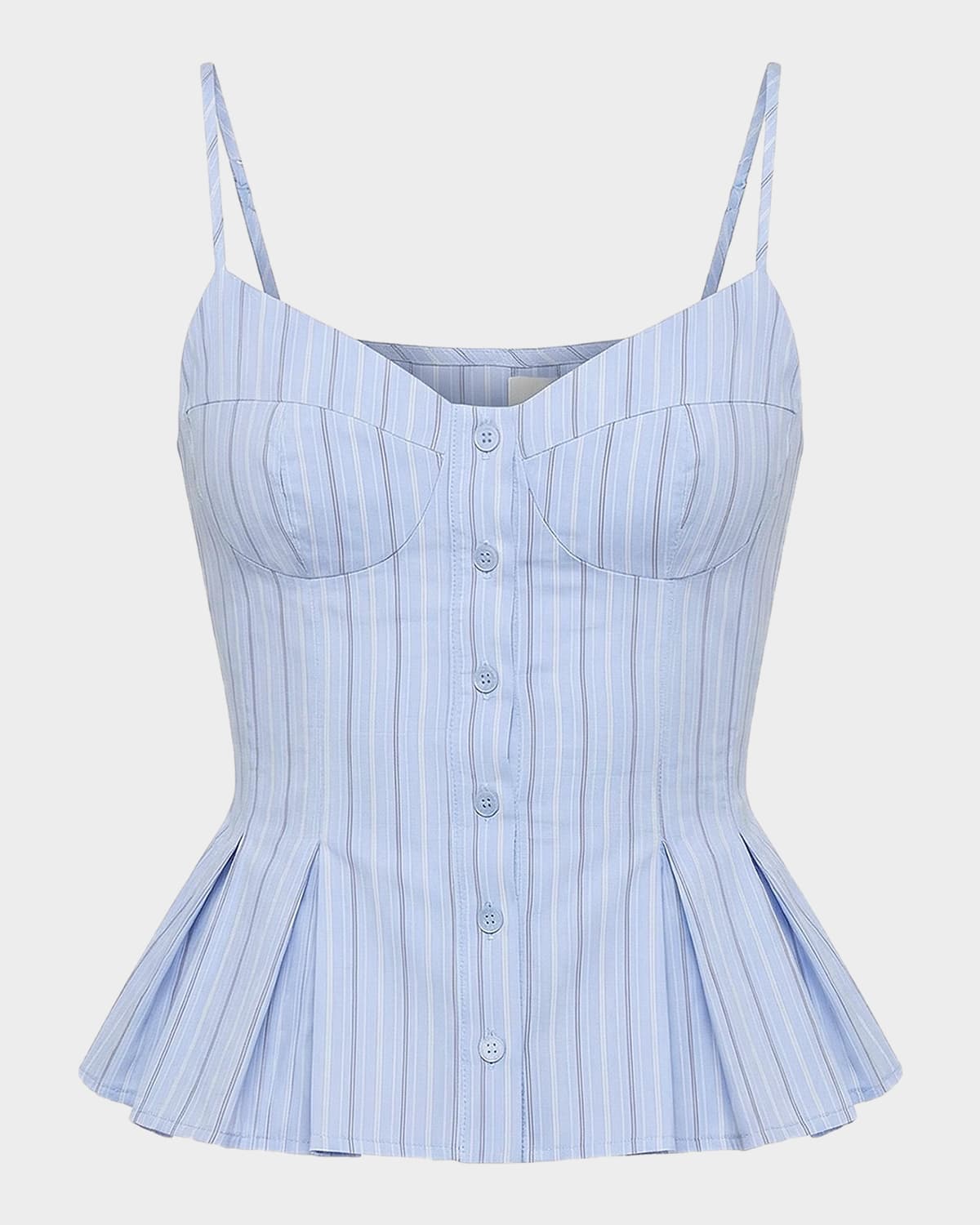 NICHOLAS Staci Striped Seersucker Peplum Top