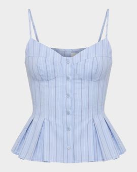 NICHOLAS Staci Striped Seersucker Peplum Top