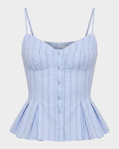NICHOLAS Staci Striped Seersucker Peplum Top