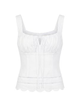 Nicholas the Label Women's Ebba Linen Latice-Trim Babydoll Top