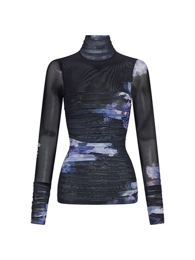 Nicholas the Label Women's Harmony Printed Shirred Long-Sleeve Top