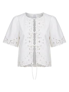 Nicholas the Label Women's Isabel Embroidered Tie-Front Cotton Top