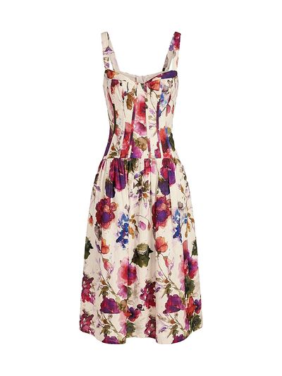 Nicholas the Label Women's Makenna Floral Linen-Blend Midi-Dress