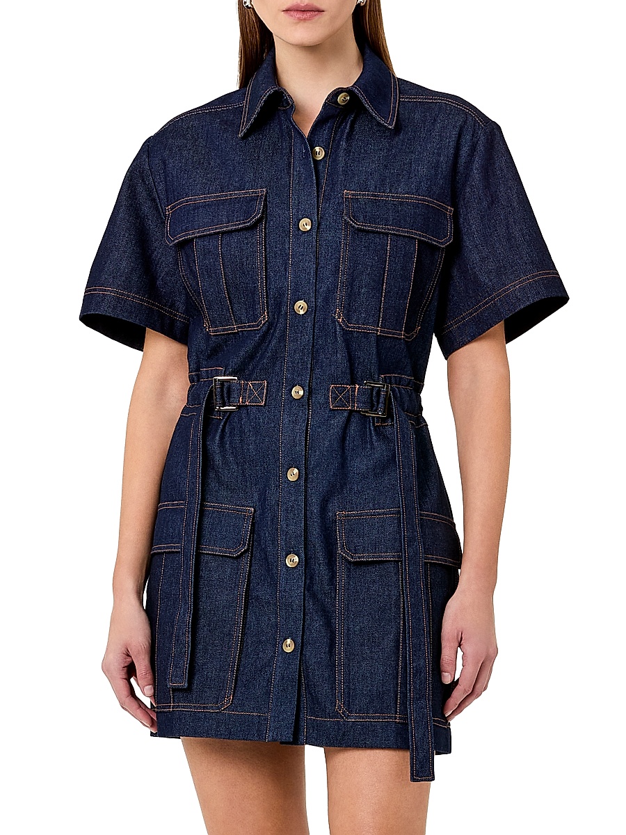 nicholas denim dress Nicholas the Label Athena Godet Panelled Maxi Dress - Indigo