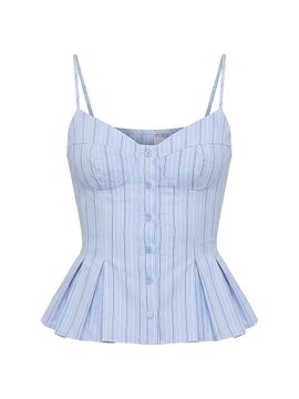 Nicholas the Label Women's Staci Striped Seersucker Peplum Top