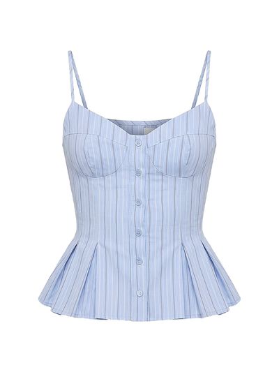 Nicholas the Label Women's Staci Striped Seersucker Peplum Top