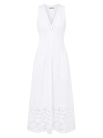 Nicholas the Label Women's Stina Broderie Anglaise Trim Linen-Blend Midi-Dress