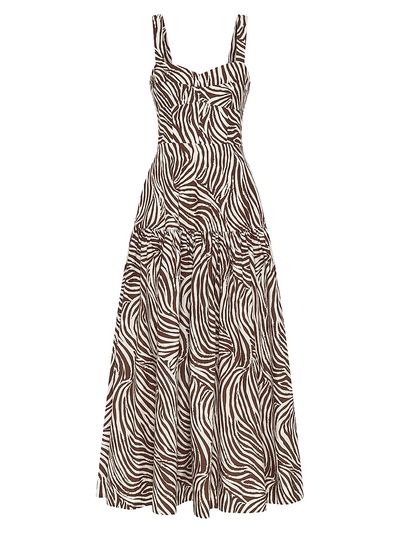 Nicholas the Label Women's Valeria Zebra-Print Linen-Blend Midi-Dress